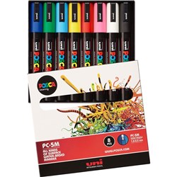 Uni PC-5M Posca Paint Marker 2.5mm Medium Assorted Colours Pack of 8
