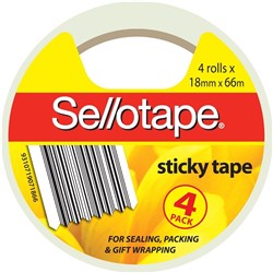Sellotape Sticky Tape 18mm x 66m Clear Pack of 4