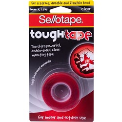 Sellotape Tough Tab Mounting 19mmx1.5m Strip Heavy Duty Clear