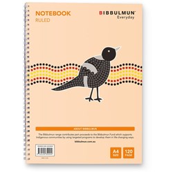 Bibbulmun Spiral Notebook A4 Ruled 7mm Side Bound 120 Page