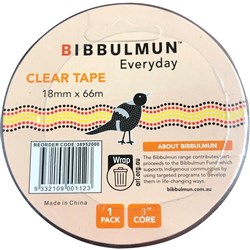Bibbulmun Office Sticky Tape 18mm x 66m Clear