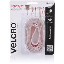 Velcro Brand Hook & Loop 25Mmx1M Tape Heavy Duty White