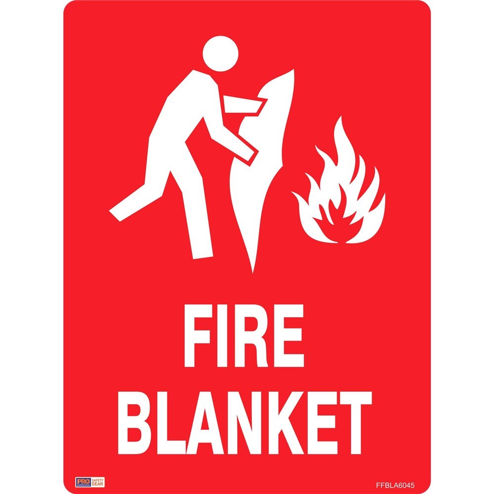 Safety Zions Fire Sign Fire Blanket 450x600mm Metal Office