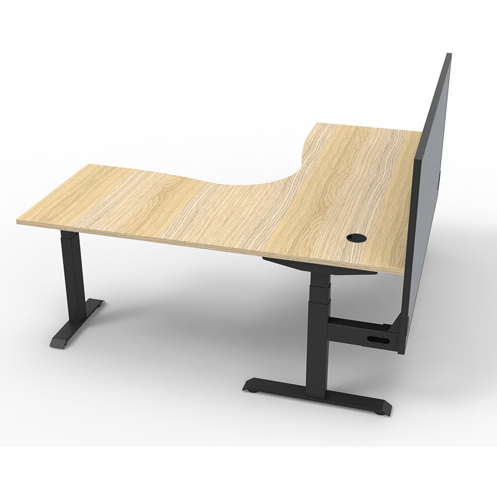 Office Furniture Boost+ Electric Corner Desk Height Adjustable + Screen 1800W x 1500D Oak