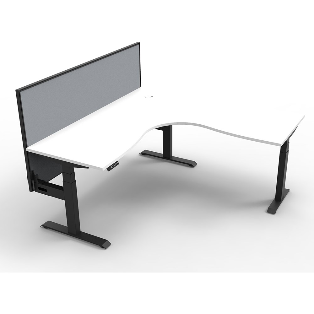 Office Furniture Boost+ Electric Corner Desk Height Adjustable + Screen 1800W x 1500D White